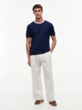 Blue Mesh Collar Jersey T-Shirt  Men