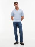 Blue Regular Fit Knit Polo Shirt  Men