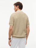 Beige Relaxed Fit Washed Structured Polo Shirt  Men