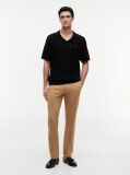 Black Relaxed Pointelle Structured Polo Shirt With Linen  Men
