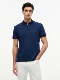 Blue Regular Fit Geometric Print Polo Shirt  Men
