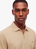 Beige Regular Fit Zip Placket Polo Shirt  Men