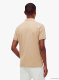 Beige Regular Fit Zip Placket Polo Shirt  Men