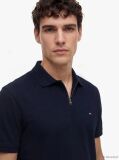 Blue Regular Fit Zip Placket Polo Shirt  Men