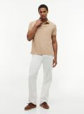 Beige Regular Fit Tonal Stripe Polo Shirt  Men