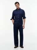 Blue Regular Fit Print Flex Poplin Shirt  Men