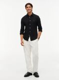 Black Slim Fit Knit Pique Shirt  Men