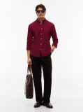 Red Slim Fit Knit Pique Shirt  Men