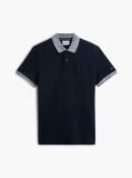 Blue Regular Fit Mélange Trim Pique Polo Shirt  Men