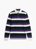 Multi Rugby Stripe Long Sleeve Polo Shirt  Men