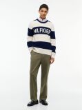 Multi Intarsia Logo Waffle Knit Relaxed Jumper  Men