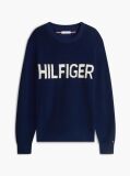 Blue Intarsia Logo Waffle Knit Relaxed Jumper  Men