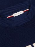 Blue Intarsia Logo Waffle Knit Relaxed Jumper  Men