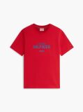 Red Contrast Logo Crew Neck Jersey T-Shirt  Men