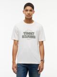 Μπεζ Βαμβακερό T-Shirt Με Varsity Λογότυπο  Άνδρες