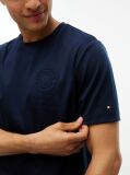 Μπλε T-Shirt Με Ανάγλυφο Λογότυπο Και Interlock Πλέξη   Άνδρες