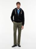 Μαύρο Fleece Hoody Με Φερμουάρ Και Κεντητό Σημαιάκι  Άνδρες