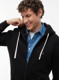 Μαύρο Fleece Hoody Με Φερμουάρ Και Κεντητό Σημαιάκι  Άνδρες