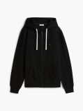 Μαύρο Fleece Hoody Με Φερμουάρ Και Κεντητό Σημαιάκι  Άνδρες