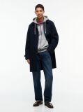 Γκρι Fleece Hoody Με Φερμουάρ Και Κεντητό Σημαιάκι  Άνδρες