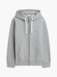 Γκρι Fleece Hoody Με Φερμουάρ Και Κεντητό Σημαιάκι  Άνδρες