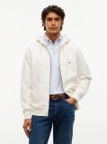 Μπεζ Fleece Hoody Με Φερμουάρ Και Κεντητό Σημαιάκι  Άνδρες