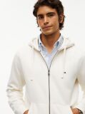 Μπεζ Fleece Hoody Με Φερμουάρ Και Κεντητό Σημαιάκι  Άνδρες