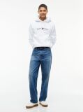White Logo Fleece Drawstring Hoody  Men
