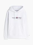White Logo Fleece Drawstring Hoody  Men