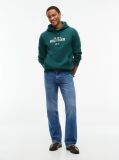 Green Logo Embroidery Fleece Hoody  Men