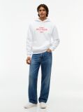 Άσπρο Fleece Hoody Με Κεντητό Λογότυπο  Άνδρες