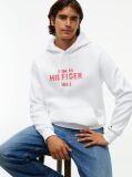 Άσπρο Fleece Hoody Με Κεντητό Λογότυπο  Άνδρες