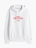 Άσπρο Fleece Hoody Με Κεντητό Λογότυπο  Άνδρες