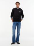 Black 1985 Logo Terry Crew Neck Sweatshirt  Men