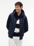 Blue Mixed Texture Zip-Thru Hooded Sweatshirt  Men