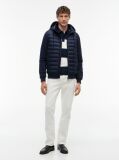 Blue Mixed Texture Zip-Thru Hooded Sweatshirt  Men
