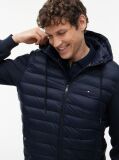 Blue Mixed Texture Zip-Thru Hooded Sweatshirt  Men