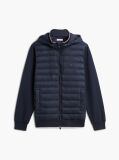 Blue Mixed Texture Zip-Thru Hooded Sweatshirt  Men