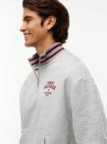 Grey Varsity Relaxed Quarter-Zip Sweatshirt  Men