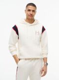 Beige Varsity Logo Contrast Stripe Hoody  Men