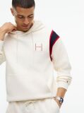 Beige Varsity Logo Contrast Stripe Hoody  Men