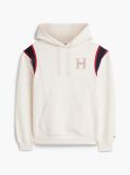 Beige Varsity Logo Contrast Stripe Hoody  Men