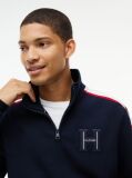 Blue Contrast Stripe Pique Zip-Thru Sweatshirt  Men