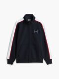 Blue Contrast Stripe Pique Zip-Thru Sweatshirt  Men