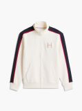 Beige Contrast Stripe Pique Zip-Thru Sweatshirt  Men