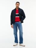 Red Colour-Blocked Intecho Knit Sweatshirt  Men