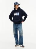 Μπλε Άνετο Fleece Hoody Με Λογότυπο  Άνδρες