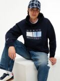 Μπλε Άνετο Fleece Hoody Με Λογότυπο  Άνδρες