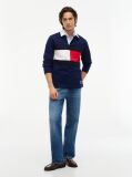 Blue Colour-Blocked Flag Rugby Sweatshirt  Men