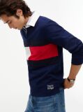 Blue Colour-Blocked Flag Rugby Sweatshirt  Men